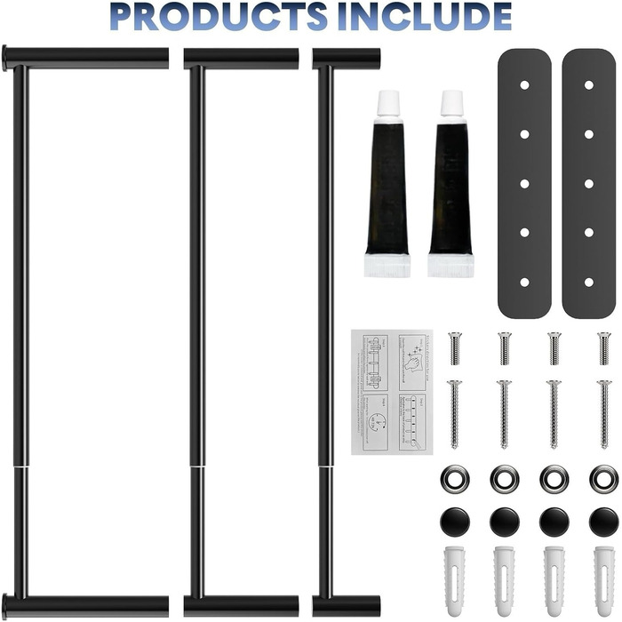 Тримач для рушників Lannvan без свердління, висувний 37-70см, нержавіюча сталь, для ванної кімнати/кухні, 2 способи встановлення, чорний