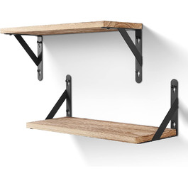 Настінні полиці AGM Wandregal 2 шт. з тримачем для рушників, світло-коричневі