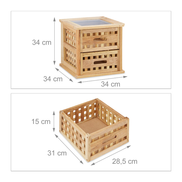 Relaxdays Walnut Bedside Table with 2 Drawers