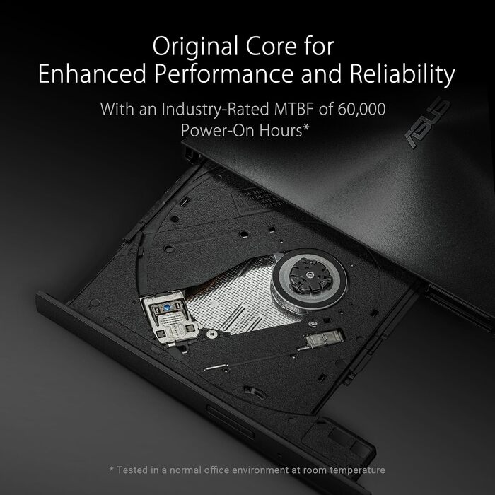 Зовнішній DVD-записувач Asus ZenDrive U9M з інтерфейсом USB-C та USB-A, чорний