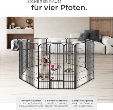 Тектейк вольєр для цуценят, 60 см, 8 грат, чорний - 402502