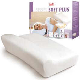 Ортопедична подушка Sissel Soft Plus з вискоеластичного піни для шиї, регульована висота, м'який велюровий чохол, ідеальна при болях у шиї, 5 років гарантії