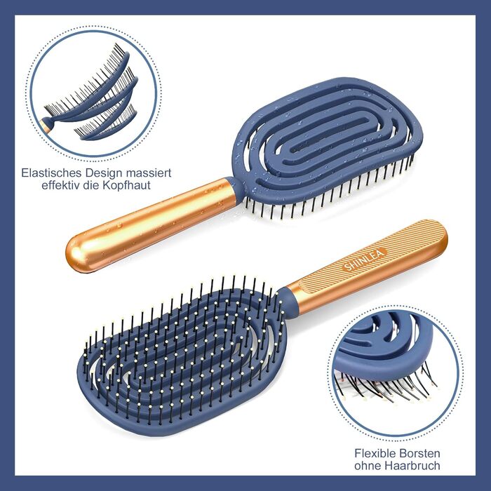 Спіральна щітка SHINLEA для розплутування волосся, швидке сушіння, масажна щітка з м'якими щетинками для мокрого та сухого волосся, підходить для жінок, чоловіків та дітей