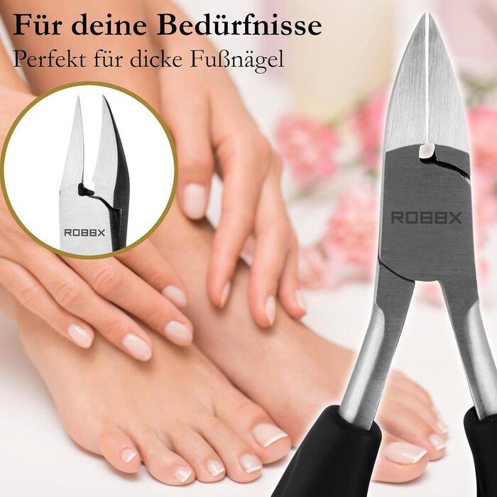 Набір для догляду за нігтями ROBBX® Profi: кусачки для товстих нігтів, зручна ручка, шкіряний етикет, ножиці для нігтів