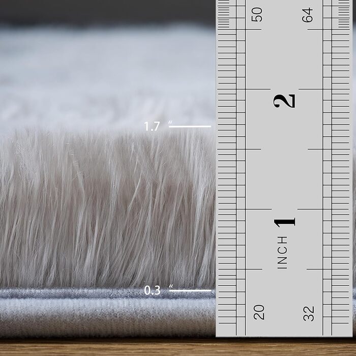 Пухнастий килим для вітальні Hochflor, 160x230 см, сірий. Килим для спальні, дитячої кімнати, з антиковзаючою основою, легко миється.