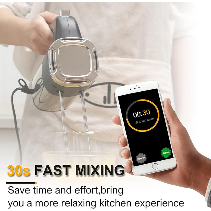 Ручний міксер Sonifer 500W з нержавіючої сталі, 5 швидкостей + турбо, знімні насадки, миється в посудомийній машині