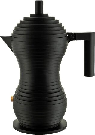 Alessi Pulcina MDL02/3 BB - Design Espresso Coffee Machine, made of cast aluminum with handle and knob made of PA, 3 cups, Black