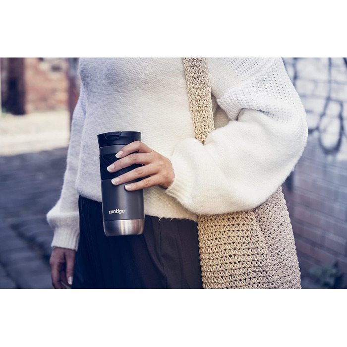 Contigo Byron Snapseal Stainless Steel Travel Mug - Leakproof, Dishwasher Safe Lid, BPA-Free, 590ml - Black