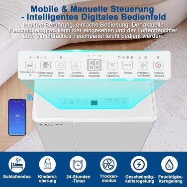 Електричний осушувач повітря 30л/день з Wi-Fi, 4 режими, автоматичне осушення, таймер, дренаж, для дому/квартири/підвалу
