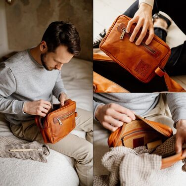 Шкіряна косметичка для подорожей Berliner Bags Vintage Paul, унісекс, коричнева (1 відділення)