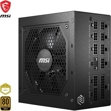 Блок живлення MSI MAG A750GL PCIE5 750W, 80 Plus Gold, повністю модульний, ATX 3.0, підтримка PCIe 5.0, 120мм FDB вентилятор, чорний