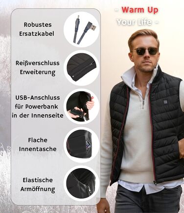 Обогреваемая жилетка Premium | Размеры XS-XXL | Жилетка з підігрівом для жінок та чоловіків | до 55°C з 5 зонами підігріву | З та без Powerbank XXL. З Powerbank