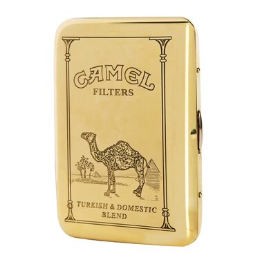 RWXCOW cigarette case for 16 cigarettes, 9.5x7 cm, gold