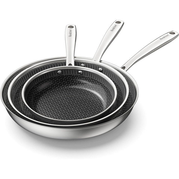 Набір сковорідок Redchef Antihaft з антипригарним керамічним покриттям, 3 шт., 20+26+30 см, чорний