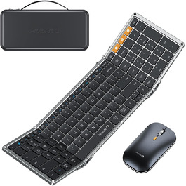 Бездротова клавіатура та миша ProtoArc XKM01: складана, Bluetooth, 2.4G, QWERTZ, для iPad, Tablet, iPhone, Laptop (Space Grey)