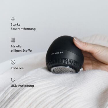 Електричний машинка для видалення катишків Steamery Pilo 1, USB зарядка, для одягу та текстилю, чорний