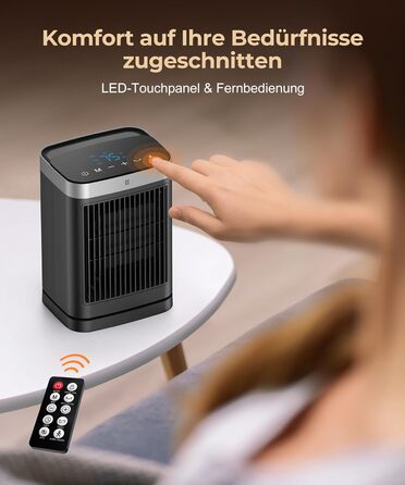 Електричний обігрівач PTC керамічний 2000W з термостатом, 75° обертання, 3 режими, таймер, захист від перегріву та перекидання