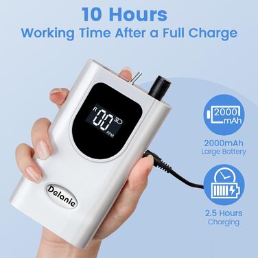 Електричний нагліфрезер Delanie 35000 об/хв для акрилових та звичайних нігтів - акумуляторний, з набором свердел, регулювання швидкості та напрямку (білий)