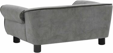 Софа для собак VidaXL, темно-сіра, 72x45x30 см, плюшеве ліжко для собак/кішок