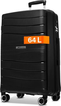 Чорний валіза Leon Koffer Groß 94L з TSA замком - валіза-тролей, жорсткий корпус, великий об'єм