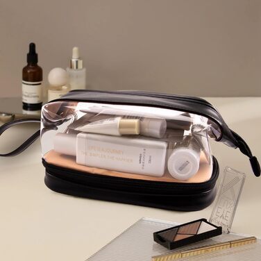 Косметичка для жінок велика чорна, водонепроникна, органайзер для макіяжу з відділенням для пензлів, для подорожей