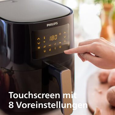 Philips Airfryer 5000 Connected Series - Healthy, versatile cooking with Rapid Air Technology, 13 cooking functions, touchscreen, 4.1 L capacity, perfect for families (HD9255/80) 4.1 L WiFi-connected
