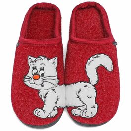 Тапочки додому чоловічі та жіночі з милим мотивом котів та собак, зимові теплі плюшеві з підкладкою з фетру, 38/39 EU, червоні
