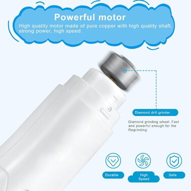 Електричний точило для собачих кігтів Brifit - тихий, для малих, середніх та великих собак, білий/сріблястий