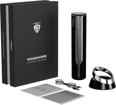 Premium Electric Corkscrew with Charging Station - Integrated Foil Cutter - Packaged in a High-Quality Gift Box - Black/Silver