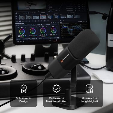 Динамічний мікрофон NearStream USB/XLR для PC Gaming, Streaming, Podcast. З регулюванням гучності, LED кнопкою Mute та кріпленням. Сумісний з MAC, PS4, PS5, Mixer (AM10X)