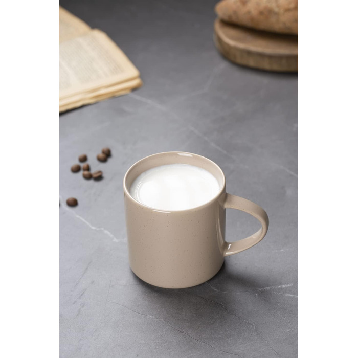 Набір посуду Nebula для 6 осіб, 18-кількісний набір тарілок та наборів мисок, набір посуду з розпиленням з каменю, сервіз, підходить для мікрохвильової печі та посудомийної машини, колір кориця (набір чашок 6x, об'єм 355мл)