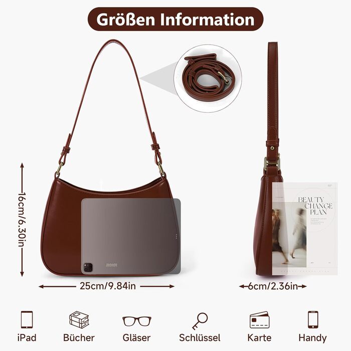 Сумка жіноча TIAASTAP Hobo Y2K через плече, маленька елегантна сумка зі штучної шкіри PU, кофейного кольору для дівчат-підлітків