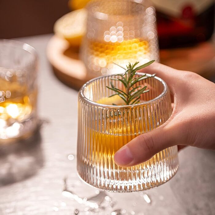 Набір склянок для віскі Weobao 3 шт. Old Fashioned, ручної виготовлення, кришталь, без свинцю, 160 мл. Ідеально для скотчу, бурбону, коньяку та коктейлів.