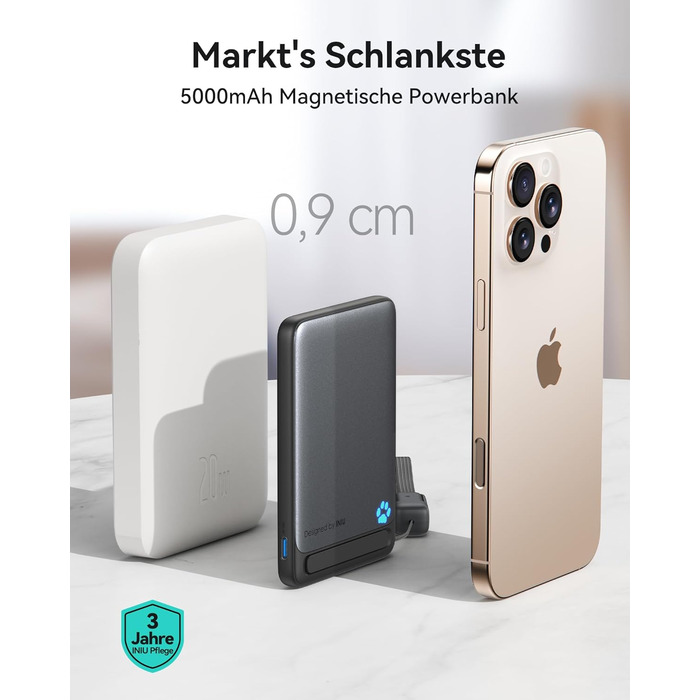 Power Bank INIU Magsafe 20W з ключовим ланцюжком та підставкою, 5000mAh (блакитний)