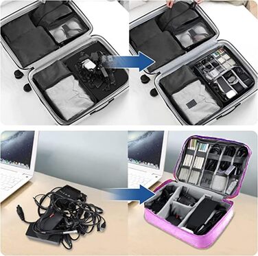 Органайзер для кабелів LTLSZRN, сумка-органайзер для електроніки, фіолетовий