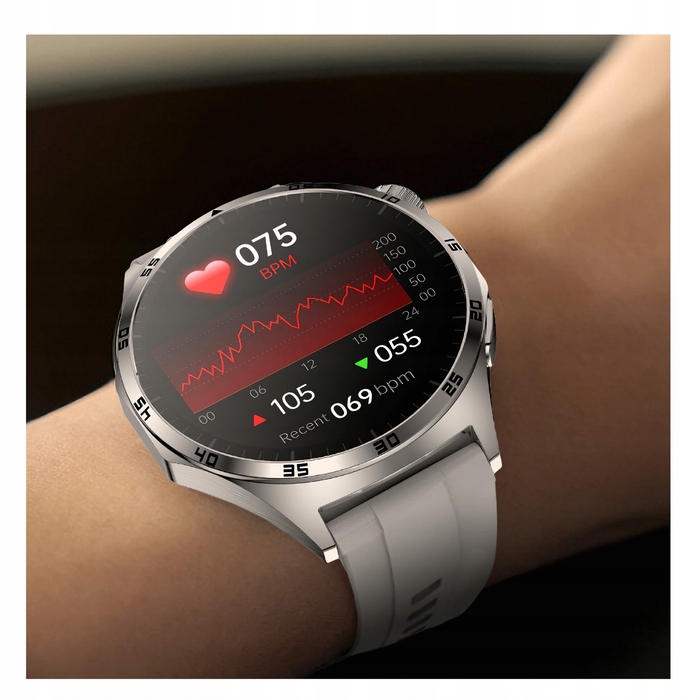 Смарт-годинник Bartomtime Kardiowatch Mtech3 з функціями ЕКГ та вимірювання глюкози, сріблястий