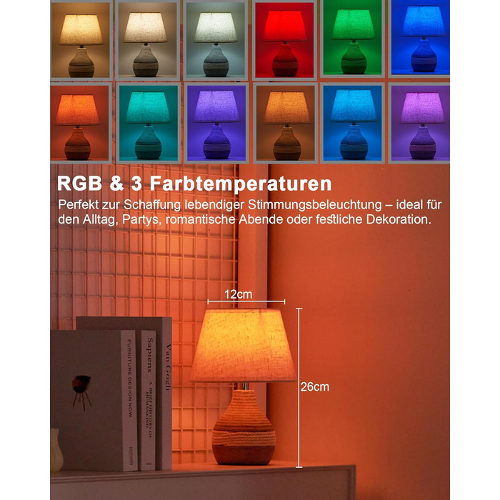 Бездротова керамічна настільна лампа з таймером, димером, лляним абажуром, пультом дистанційного керування, акумуляторна, в стилі Mid Century Modern