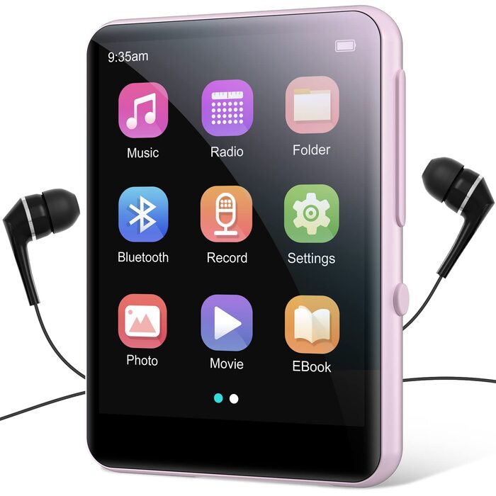MP3 плеєр 64GB Bluetooth 5.3 HiFi, з радіо FM, диктофоном, металевим корпусом та сенсорним екраном 2.4