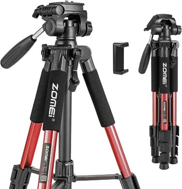 Штатив ZOMEI Q111 для камери та смартфона, алюмінієвий, червоний, 47-140 см