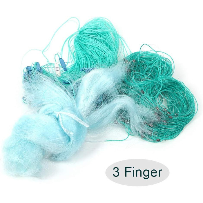 Zerodis Fishing Net, 50 Meters Length, 1.5 Meters Height, 3 Layers, Heavy-Duty Nylon Fishing Net with Floats, Fishing Accessories, Small Mesh Net, Practical Tool, Gifts for Men, Dad (3 Fingers)