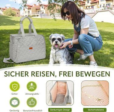 Транспортна переноска для котів та собак, переноска для тварин, сумка-переноска для собак та котів, аксесуари для подорожей, переноска для цуценят, регульований поводок (Сріблястий, L)