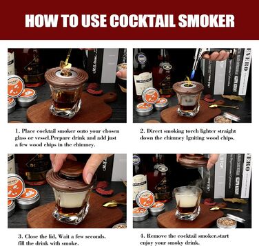 Dad's Gift Christmas, Cocktail Smoker Kit, Whiskey Stones, Torch Lighter, Old Fashioned Whiskey Smoker Drinks Kit, Cocktail Accessories for Drinks, Bourbon Walnut (Butane Not Included)