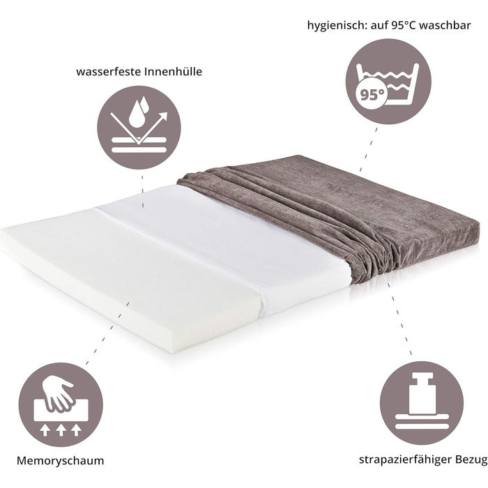 Ортопедична подушка для собак ONVAYA® з memory foam | сіра | розмір S | 62x44x5 см | миється до 95°C