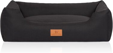 Ліжко для собак Knuffelwuff Lotte з велюру, знімний чохол, пране, XXL 120x85 см, для великих, середніх і малих собак, чорне