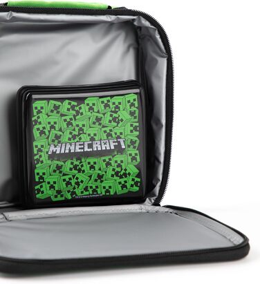 Набір ланч Minecraft Creeper: ланчбокс, пляшка та контейнер для перекусу. Ідеальний подарунок для хлопчиків-геймерів. Темно-зелений.