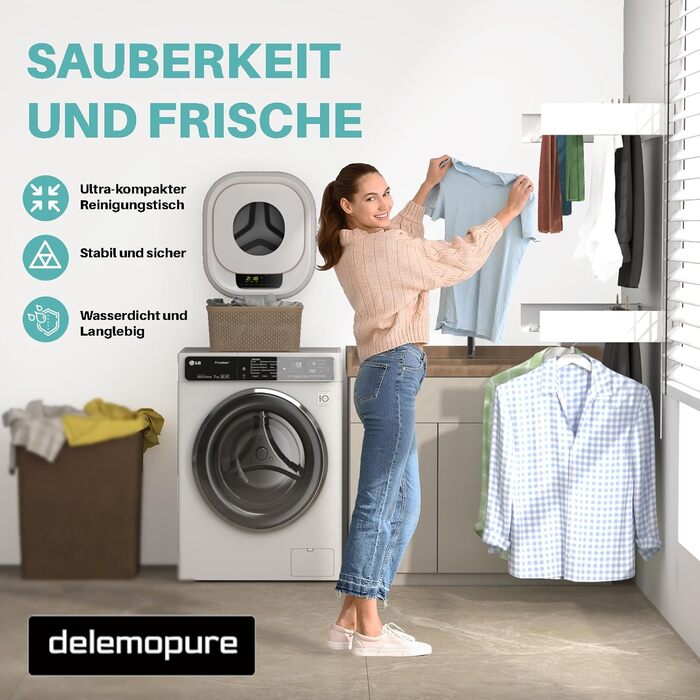 Сушарка для білизни настінна 80 см, висувна стійка, мотузка для білизни, настінний сушар, вантажопідйомність 30 кг, розкладний, економний для балконів/маленьких квартир/стін