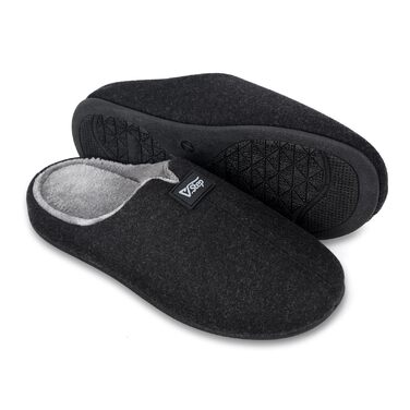 Фетрові домашні тапочки V.Step з пам'яттю форми, антиковзкі, зимові, чорні, 40/41 EU (для жінок та чоловіків)