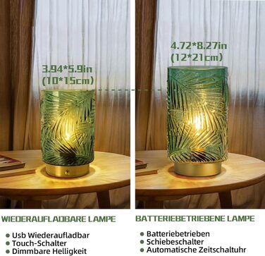 USB-лампа настільна акумуляторна LED, торгова марка MJ PREMIER, зелена, міні. Диммування, сенсорний вимикач, для дому та офісу