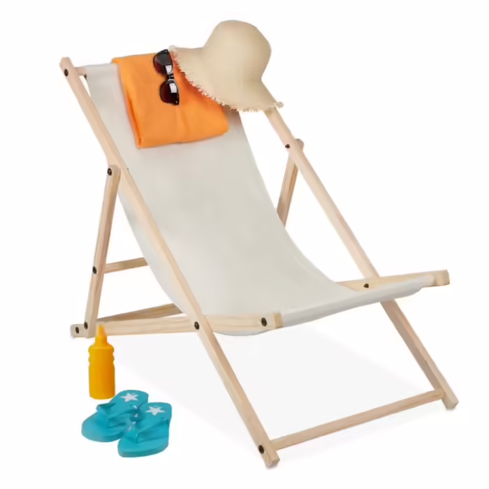 Relaxdays Folding Wooden Lounge Chair