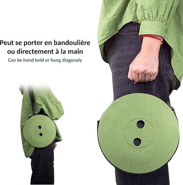 Стілець-телескоп складний Fishtec, регульована висота 6-44,5 см, ABS-пластик, вантажопідйомність 130 кг, портативний 1,28 кг, Ø25,5 см, з плечовим ременем, для кемпінгу, риболовлі, пікніка, чорно-зелений